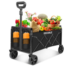 Festival Trolley Folding Trolley Cart with Wheels - Collapsible Foldable Shopping Wagons Carts with Drink Holders for Grocery Outdoor Sports Garden
