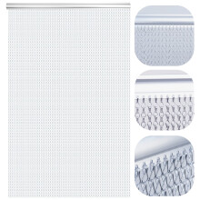 Lymmiytc Chain Fly Screens 100 x 210cm Aluminium Chain Curtain for Doorways Decoration, Metal Fly Screens Insect Blinds Pest Control (Silver)
