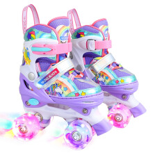Unicorn Rainbow Kids Roller Skates for Girls Boys Toddler Ages 3-12, Adjustable Beginner Profession Kids Quad Skates, Children's Rollerskates for