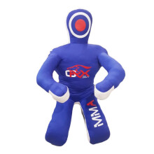MMA Grappling Dummy - Judo Punching Bag, MMA BJJ Jiu Jitsu Sitting Position Hands Front (UNFILLED, Canvas) (47", Blue Canvas)