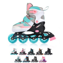 Inline Skates Children's Kids Inliners Roller Skates Roller Blades ABEC 7 Carbon Children's Inline Skates Adjustable Shoe Size (Light Blue/Pink, S