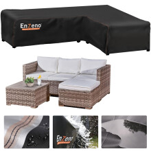 Enzeno Garden L-Shape Furniture Cover Waterproof,420D Oxford Fabric outdoor garden sofa covers, Rattan Corner Sofa Cover with Waterproof Tape