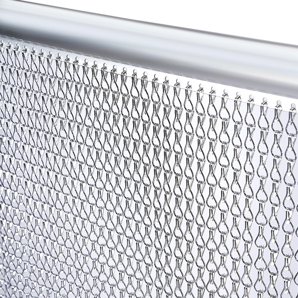 Gluwoer Aluminium Chain Curtain 90 X 200Cm Metal Door Fly Screens Insect Control Curtain For Doorways (Silver) 8000000795311