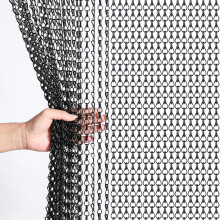 Gluwoer Aluminium Chain Curtain 100 x 210cm Metal Door Fly Screens Insect Control Curtain for Doorways (Black)