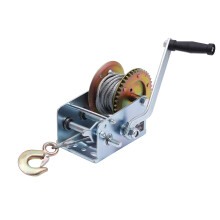 KATSU Heavy Duty Hand Winch, 2500LB 1100KG Car Boat Truck Trailer Winch with 10m Steel Wire Rope, Manual Crank Gear Cable Winch for Dual Ratchet and