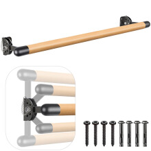 Kipika Wall Mounted Ballet Barre System - Solid Wood Stretch/Dance Bar with Adjustable Height and Metal Brackets - 3 FT x 1.5" - Home Workout/Dance