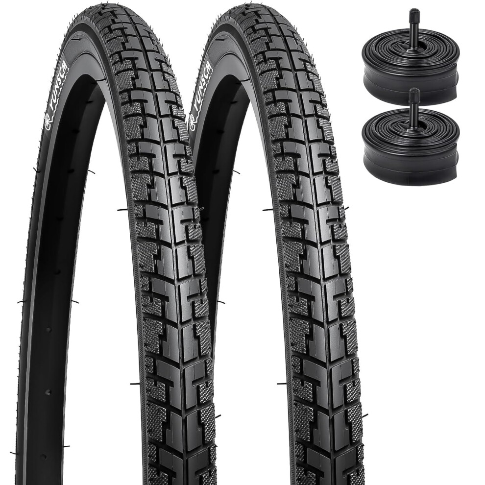 Photos - Bike Tyre YUNSCM 24" Bike Tires 24x1 3/8 ETRTO 37-540 and 24" Bike Inner Tubes AV32mm Shrader Valve with 2 Rim Strips, Compatible with