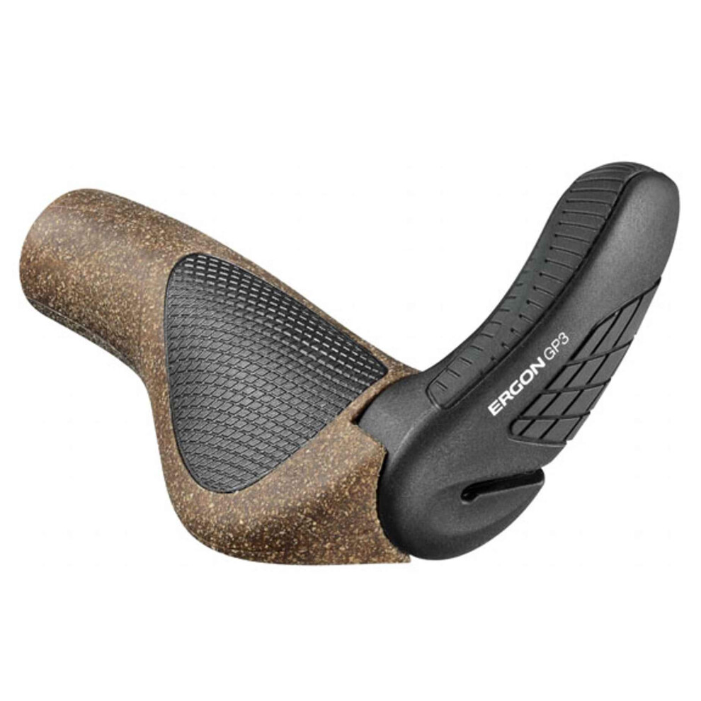 Photos - Grip & Bar End ERGON GP3 Bicycle Grip | Ergonomic with Bar End | Trekking, Touring, MTB | Regular | Large | Biocork 42410038 