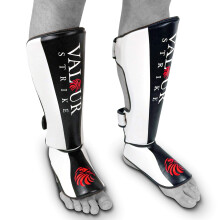 Valour Strike Shin Guards for Kickboxing Muay Thai MMA Karate Martial Arts Taekwondo or Kick Boxing | Sparring Pads to Guard Leg Foot & Instep |