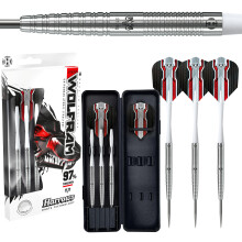 Harrows Wolfram 97% Tungsten Steel Tip Darts Set 21g, 22g, 23g, 24, 25g & 26g - Includes Speedline Shafts, Marathon - Wolfram Flights & Travel Case