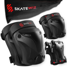 SKATEWIZ Kids Knee and Elbow Pads - PROTECT-1 - Knee Pads Kids Knee and Elbow Pads for Children - S Black Kids Knee Pads Scooter Knee Pads Skate Pads