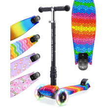 BOLDCUBE Big Fold Crystal Rubix | Three Wheel Scooter for Children Ages 5-10 Years | LED Wheels with Flashing Lights | Height Adjustable 65 to 89 cm |