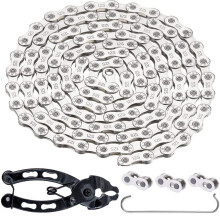 YBEKI Bike Chain 9/10/11/12 Speed Bicycle Chain 1/2 x 11/128 Inch 116 Links With 3 Links and Bike Link Plier (balck 12 Speed)