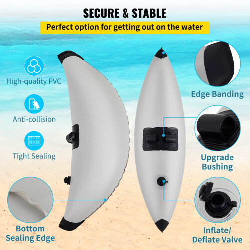 VEVOR VEVOR Kayak Outrigger Stabilizer, 2 PCS, PVC Inflatable Outrigger Float with Sidekick Arms Rod, Standing Float Stabilizer System Kit for Kayaks, 2