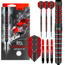 Harrows Wolfram Infinity Steel Tip Tungsten Darts Set 21g, 22g, 23g & 24g - Includes Supergrip Fusion Shafts & Prime Wolfram Infinity Flights (22g)