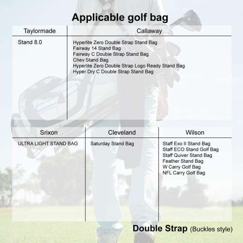 Big Teeth Golf Cart Bag Straps Replacement Shoulder Padded Comfortable Nylon Adjustable Universal All Black 4 Hooks 2