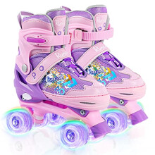 Runcinds Adjustable Kids Roller Skates for Girls Kids, Toddler Roller Skates for Beginners with Light Up Wheels Outdoor Indoor