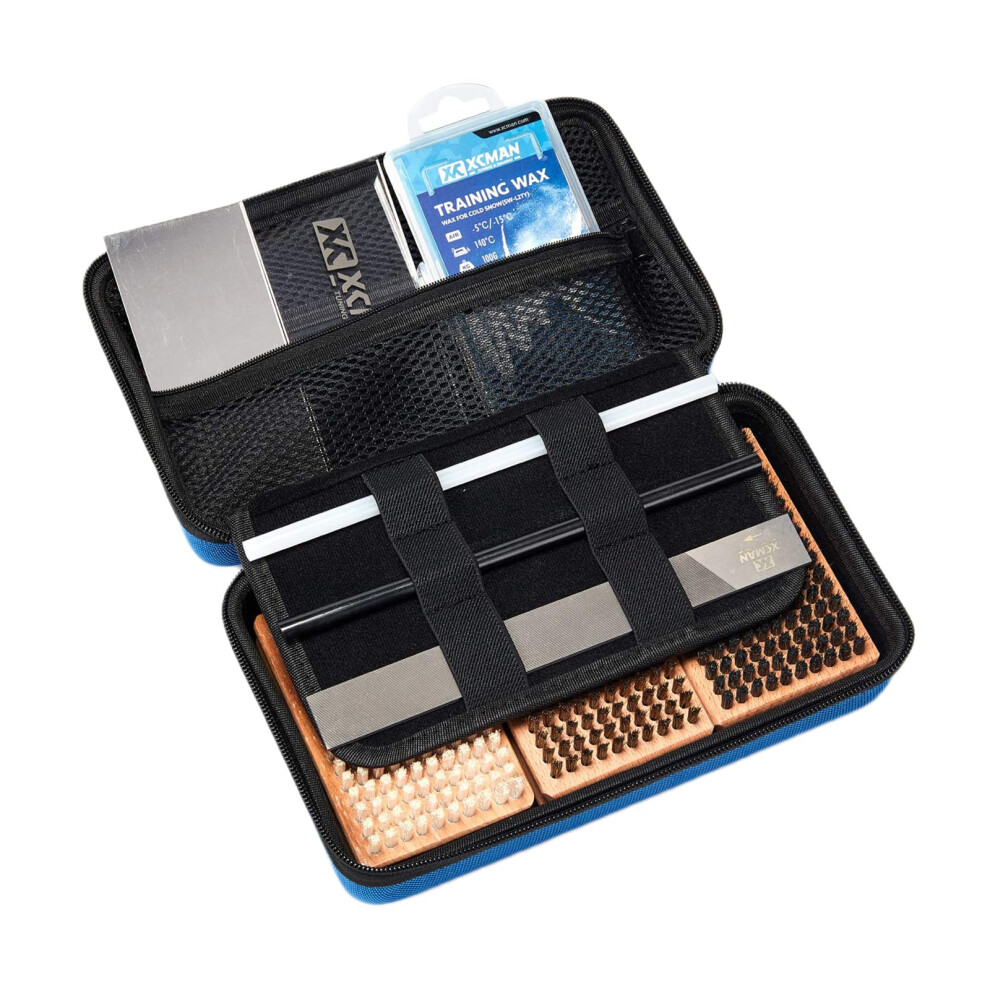 XCMAN Ski Snowboard Waxing Tuning Complete Brush Kit - Nylon,Brass,Horsehair Brush Metal Scraper Wax Scraper and Ptex, Flate File