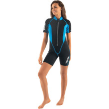 SEAC Women's Lady Ciao Women s Shorty Suit 2 5 mm Neoprene for Snorkelling Scuba Diving and Other Water Activi, Black/Light Blue, L UK