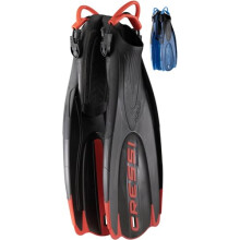 Cressi Maui Fins - Adult Adjustable Diving/Snorkelling Flippers Fins With EBS System, Black / Red, S/M