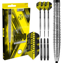 Harrows NX90 90% Tungsten Steel Tip Darts Set 21g, 22g, 23g, 24g, 25g & 26g - Includes Black Supergrip Midi Shafts & Micron NX90 Flights (25g)