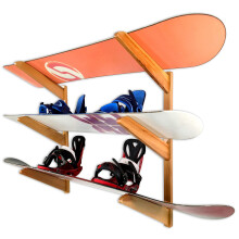 StoreYourBoard Timber Snowboard Wall Rack, Holds 3 Snowboards, Wood Home and Garage Storage Mount System (Natural)
