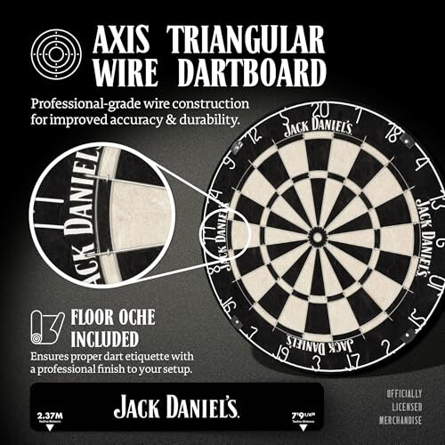 Jack Daniels Officially Licensed Jack Daniel's Printed Darts Home Centre in Black Including Dartboard | JD Logo (CAB512) 2