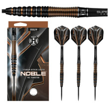 Harrows Noble 90% Tungsten Steel Tip Darts Set 22g, 23g, 24g & 25g - Includes Silver Supergrip Carbon Shafts & Micron Noble Flights (23g)