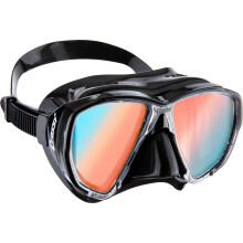 CRESSI Big Eyes Mask Black/Black 380 UV Bluee/Orange Lenses - Single Big Eyes Mask for Diving and Snorkelling, Black/Black 380 UV Bluee/Orange Lenses,