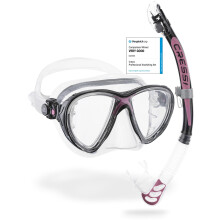 Cressi Big Eyes Evolution Mask & Alpha Ultra Dry Snorkel - Dive Combo Set, One Size, Transparent/Pink, Adult Unisex