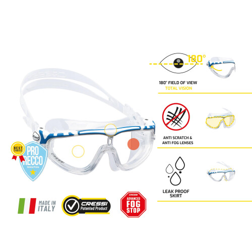 Cressi Cressi - Skylight Goggles Sil ,Clear/Frame Black Grey Mirrored Lens 1