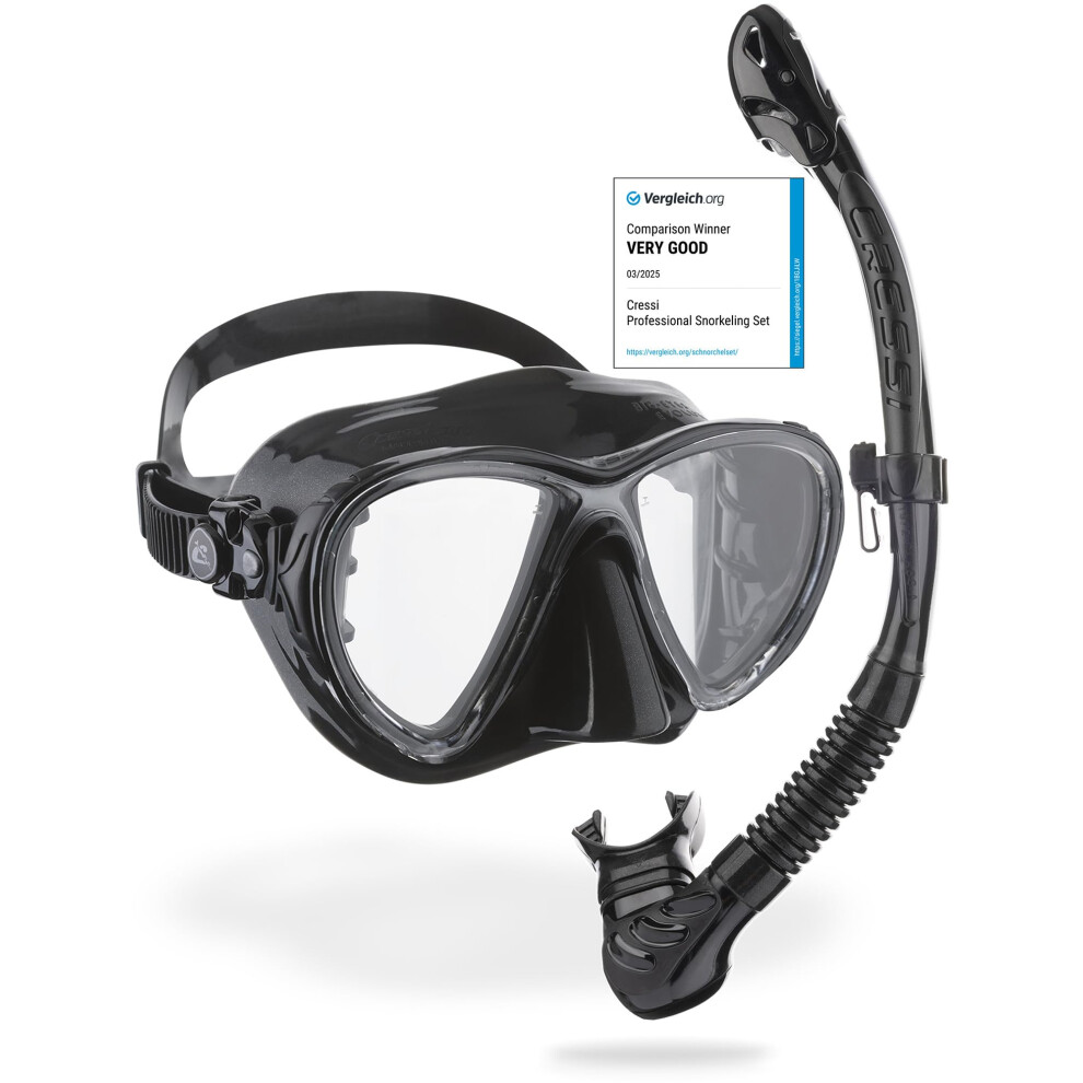 Cressi Big Eyes Evolution & Alpha Ultra Dry - Combo Diving Set Ideal For Snorkelling, Apnea And Diving - Adult Unisex, / Black