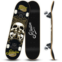Sefulim 31 x 8 Inch Complete Skateboard 7 Layer Canadian Maple Double Kick Deck Concave Cruiser Trick Skateboard for Boys Girls Teens Adults Beginner
