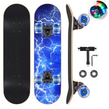 GIEEU Skateboards with Colorful Flashing Wheels for Beginners,Kids,Teens,Adults,31 x 8 Inch Complete Standard Skate Boards 9 Layer Canadian Maple Deck
