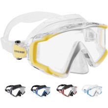 CRESSI Liberty Triside Mask - Panoramic 3 Glass Mask for Diving and Snorkelling, Clear/Yellow Silver, One Size, Unisex Adult