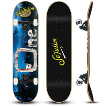 Sefulim 31 x 8 Inch Complete Skateboard 7 Layer Canadian Maple Double Kick Deck Skateboard for Boys Girls Teens Adults Beginner