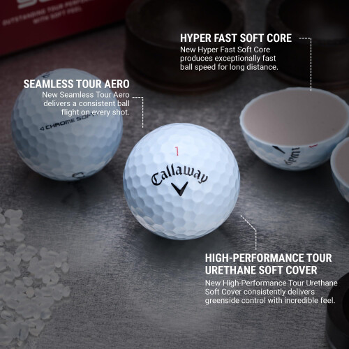 Callaway Callaway Golf Chrome Soft Premium Tour Golf Ball 2024 White Standard 1