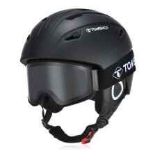 TOMSHOO Ski Helmet Set, Snowboard Helmet with Ski Goggles Set, Earmuffs, Ventilation Holes, Skiing Gear for Men Women Youth(M, Black)