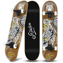 Sefulim 31 x 8 Inch Complete Skateboard 7 Layer Canadian Maple Double Kick Deck Skateboard for Boys Girls Teens Adults Beginner