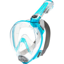 Cressi Duke Full Face Snorkel Dry Mask - Available in Standard Version or with Action Cam Holder, Adult Unisex,Clear/Aquamarine,S/M