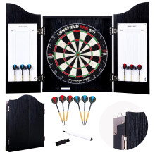 Engelhart - 065015 - Wooden Dart Cabinet + Sisal Dartboard + 2 Sets of 18 g Darts (Black)