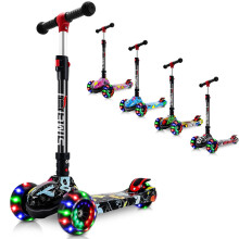 3 Wheels Kids Scooter for Boys Girls Ages 3-8 Years Old Boys Girls with Adjustable Height Flashing LED Lights Folding Kick Scooter