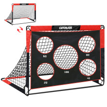 CATCHLUCK Football Goal Pop Up Kids Goal 2 In 1 Football Net for the Garden Portable Indoor Outdoor Foldable Training with Carry Bag, Red