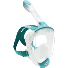 CRESSI Java Full Face Mask Clear/Aquamarine L/XL-Unisex Full Face Snorkel Mask, Ultra Clear Anti Fog Lens, 100% Silicone, Snorkel Dry with Safety