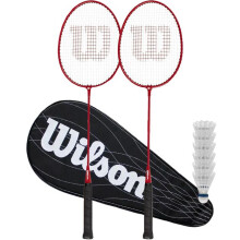 Wilson Fierce Red Adult Twin Badminton Racket, including 6 VICTOR Shuttlecocks & Carry Case