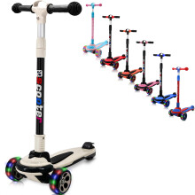 3 Wheels Kids Scooter for 5+ Years Old Boys Girls Teenager Foldable 4 Adjustable Handlebar from 32" - 40" Wide Flashing LED Wheels