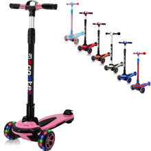 3 Wheels Kids Scooter for 5+ Years Old Boys Girls Teenager Foldable 4 Adjustable Handlebar from 32" - 40" Wide Flashing LED Wheels