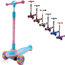 3 Wheels Kids Scooter for 5+ Years Old Boys Girls Teenager Foldable 4 Adjustable Handlebar from 32" - 40" Wide Flashing LED Wheels
