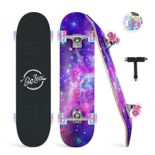 BELEEV Skateboards, 31 x 8 inch Complete Skateboard for Beginners, 7 Layer Canadian Maple Double Kick Deck Concave Cruiser Trick Skateboard for Kids