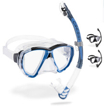 CRESSI Big Eyes+Alpha Ultra Dry Combo Clear/Azure - Combo Set Mask + Snorkel UD for Diving and Snorkelling, Transparent/Azure, One Size, Adults